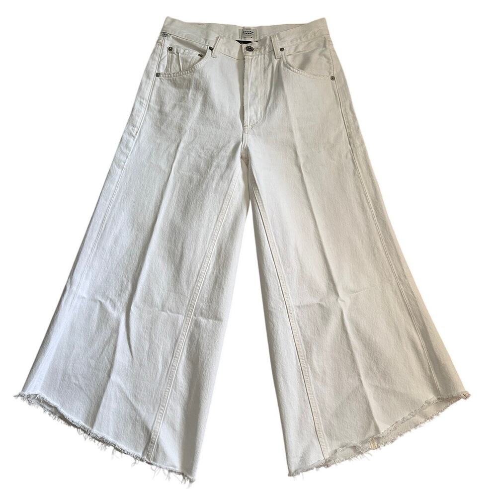 Citizens of Humanity Tess Wide Leg, Cropped Cream White Jeans, Size 262
